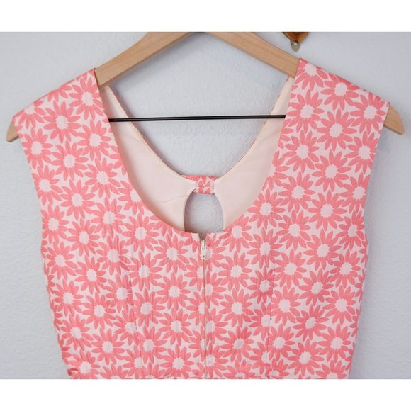 Belle Badgley Mischka Women's Retro Daisy Print Jacquard Fit & Flare Dress, 4 - Picture 5 of 14